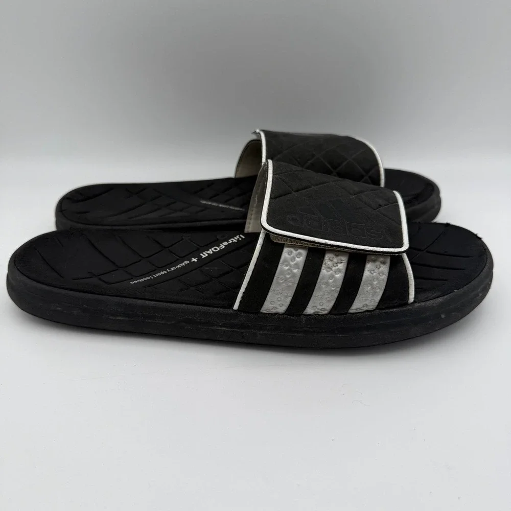 Men's Adidas Black Metallic Silver Zeitfrei Slide UF (UltraFoam+) Slip-On Size 9